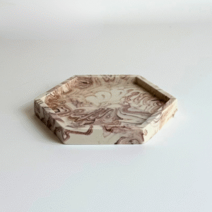 Vide poche hexagonal marbré marron