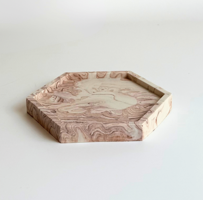 Vide poche hexagonal marbré